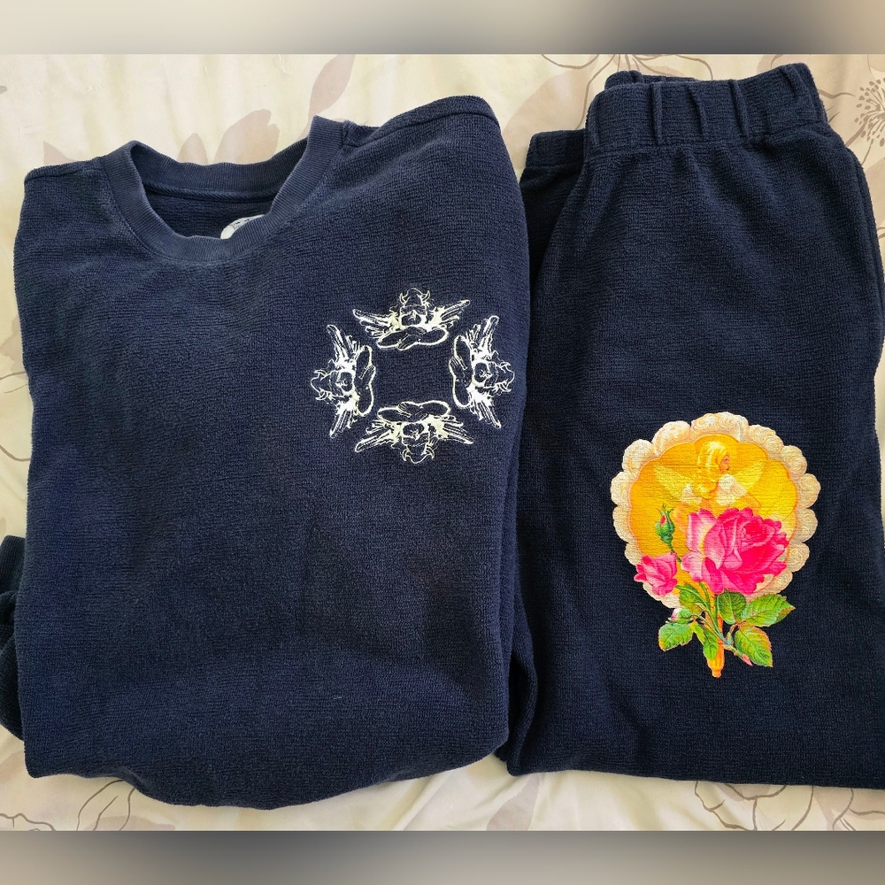 Boys Lie Deep Blue Crewneck And Sweat Pants With Embroidery S/M